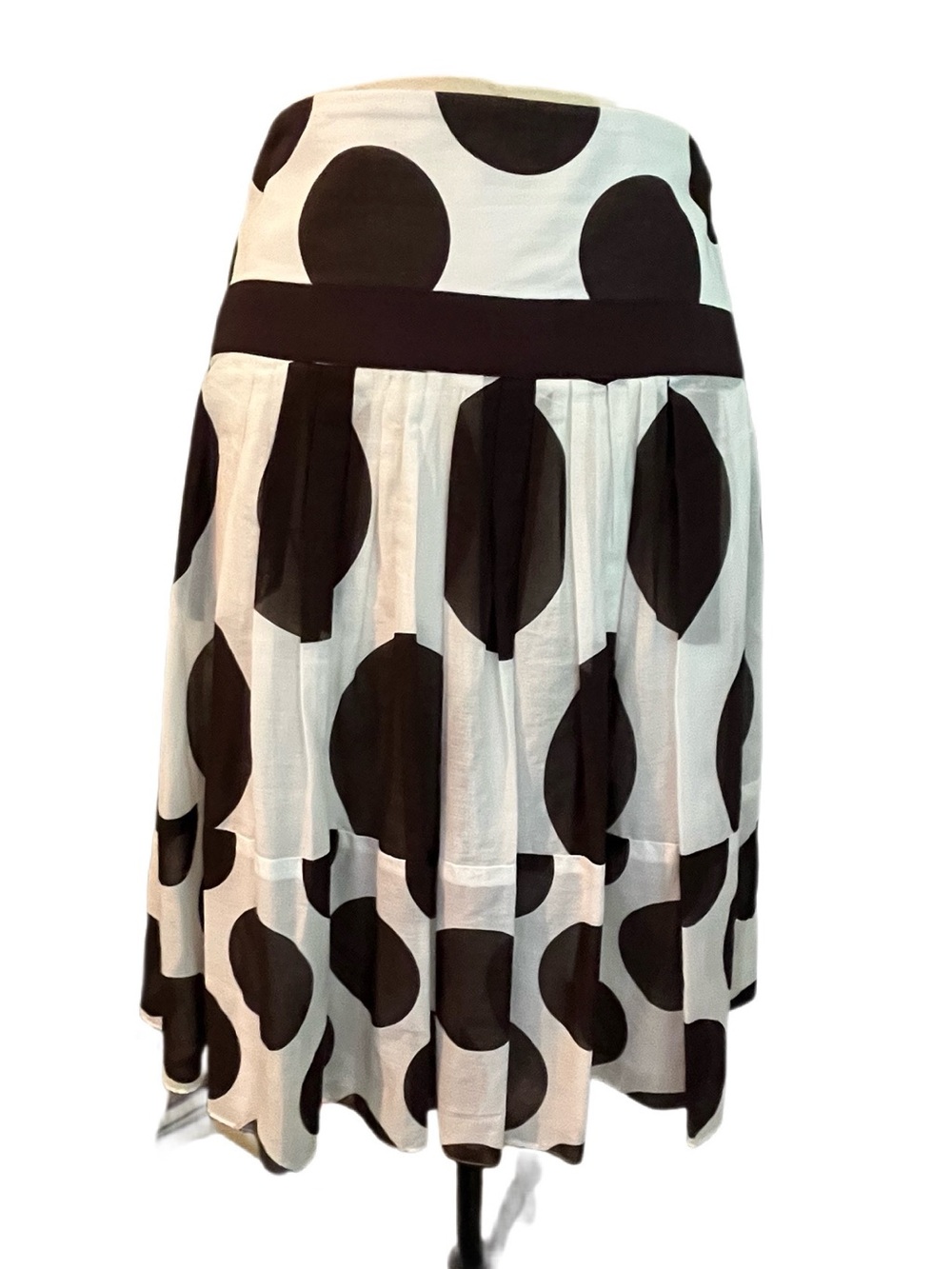 Etcetera Brown & White Polka Dot Cotton Voile Midi Skirt